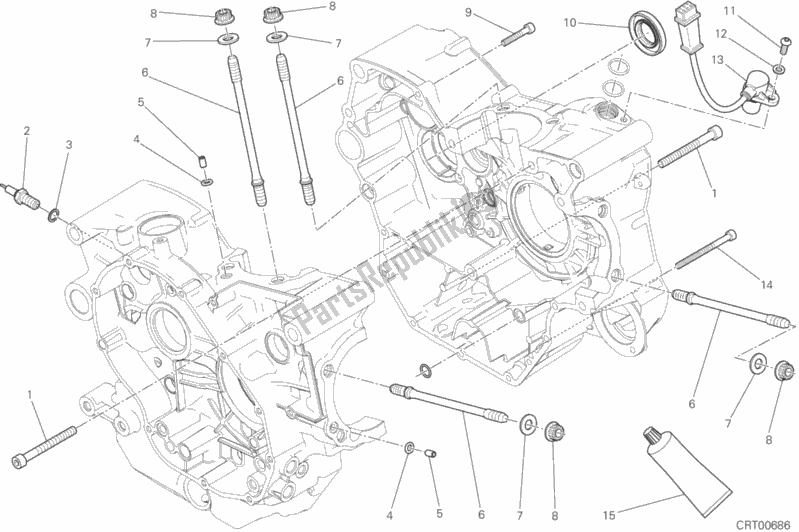 All parts for the Half-crankcases Pair of the Ducati Scrambler Urban Enduro Thailand USA 803 2016